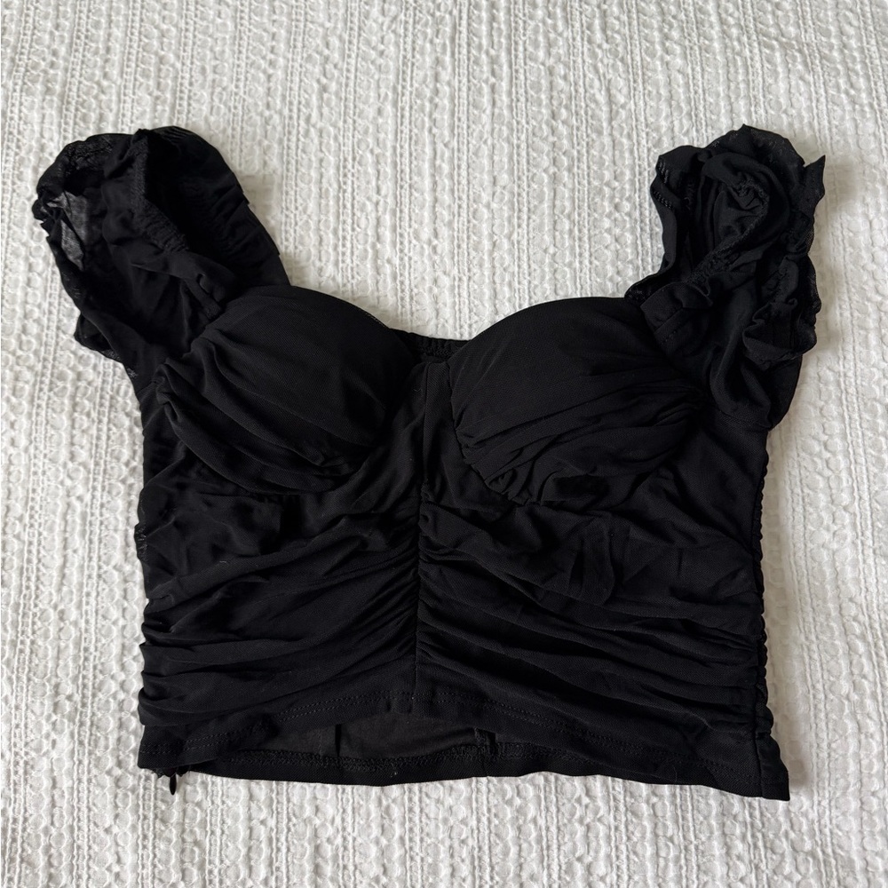 Mind Code Black Ruched Blouse